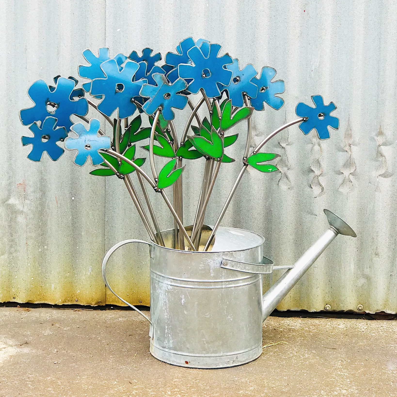 Bantam_Blue_ metal flowers with stems nz
