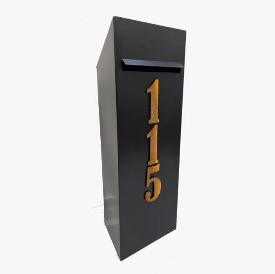 black letterbox parcel drop letterbox
