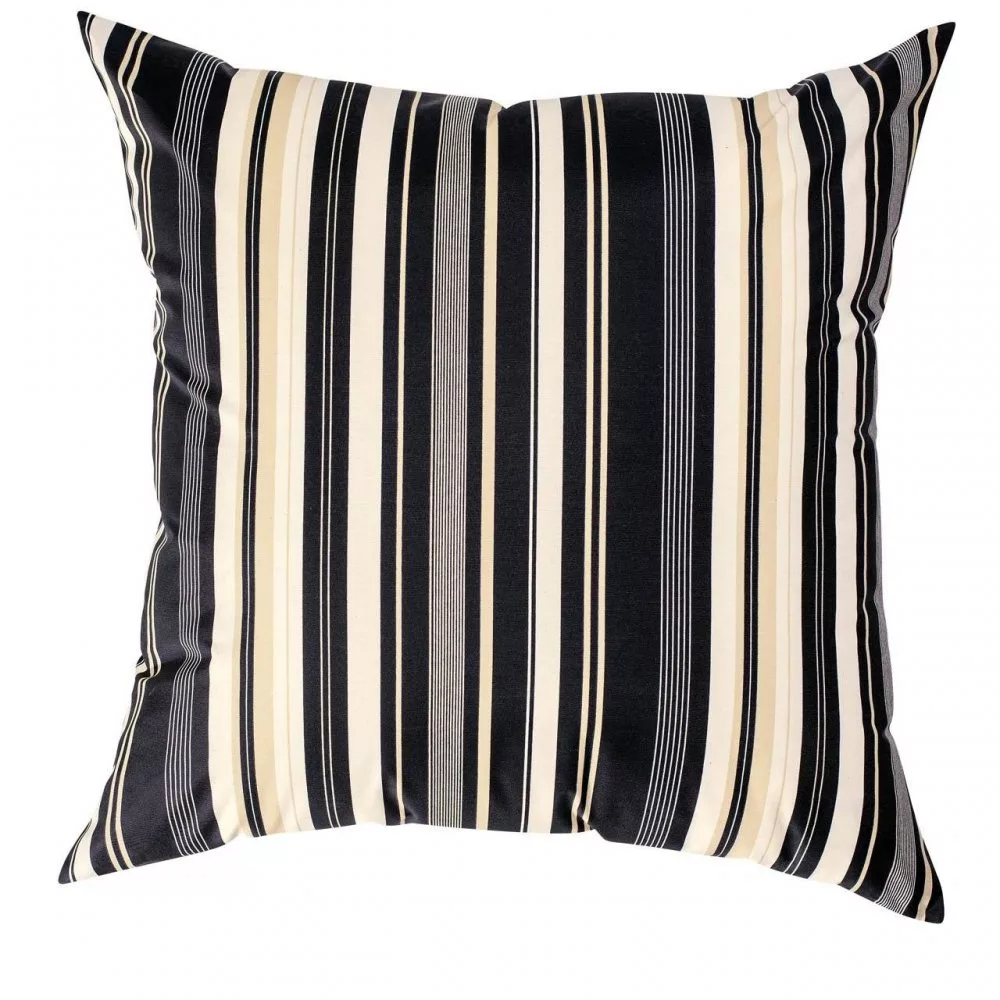Illimani Preto black cream stripe outdoor cushion